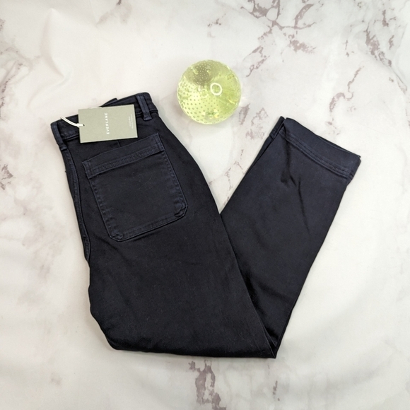 Everlane Pant The Slim Leg Crop Washed Black High Rise Stretch Ankle NEW - Picture 12 of 13